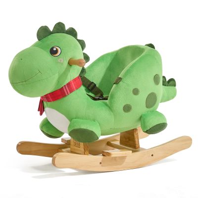 FUNLIO Dino Rocking Horse for Toddlers 1-3 Years, Premium Green Plush Rocking Dino with Soft Spikes, Big Eyes & Lovely Smile, Vibrant Colors & Realistic Scales, Easy to Assemble, CPC & CE Certified