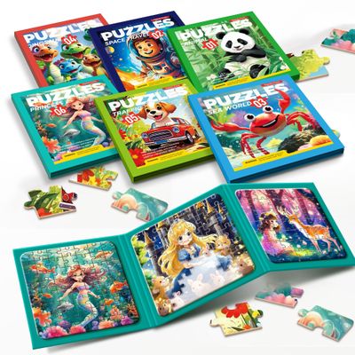 6 Themes in 1, 18 Jigsaw Magnetic Puzzles for Toddlers 3-5, Different Difficulty Levels Magnet Puzzle Books, Magnet Puzzle for Kids Ages 4-6, Magnetic Puzzles for Toddlers 3-5