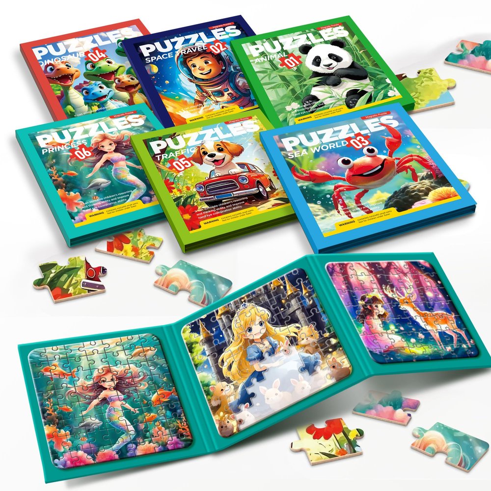 6 Themes in 1, 18 Jigsaw Magnetic Puzzles for Toddlers 3-5, Different Difficulty Levels Magnet Puzzle Books, Magnet Puzzle for Kids Ages 4-6, Magnetic Puzzles for Toddlers 3-5