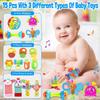 Baby Rattles 0-6 Months: Baby Toys 6-12 Months Infant Toys 0-3 Months Newborn Toys Teething Toys 3-6 Months - Baby Teether Wrist Socks Gifts Easter Basket Stuffers view 2