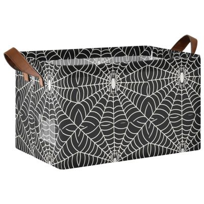 ALAZA Funny Spider Web Halloween Black Rectangular Closet Storage Box Storage Bin Basket Storage Cube with Leather Handles Nursery Storage Laundry Hamper 2 Piece