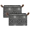 ALAZA Funny Spider Web Halloween Black Rectangular Closet Storage Box Storage Bin Basket Storage Cube with Leather Handles Nursery Storage Laundry Hamper 2 Piece view 2