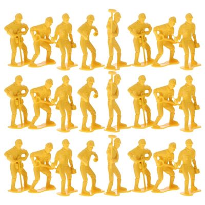 Garneck 54Pcs Miniature Construction Worker Figurines Set for Kids Realistic Engineering Doll Tiny People Action Figure Model Construction Site Playset for Display Education Collecting