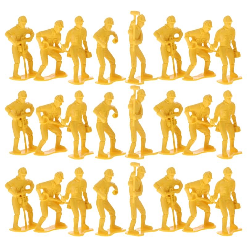 Garneck 54Pcs Miniature Construction Worker Figurines Set for Kids Realistic Engineering Doll Tiny People Action Figure Model Construction Site Playset for Display Education Collecting