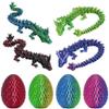 4PCS 3D Printed Dragon Egg Set,Crystal Animals Egg Fidget Toy with Dragon Inside Easter Halloween for Kids (Multicolor+Dark Red) view 1