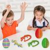 4PCS 3D Printed Dragon Egg Set,Crystal Animals Egg Fidget Toy with Dragon Inside Easter Halloween for Kids (Multicolor+Dark Red) view 4