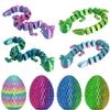 4PCS 3D Printed Animal Egg Set,Crystal Animals Egg Fidget Toy with Salamander Inside Easter Halloween for Kids (Salamander Multicolor+Rainbow) (Salamander Multicolor+Rainbow) view 1