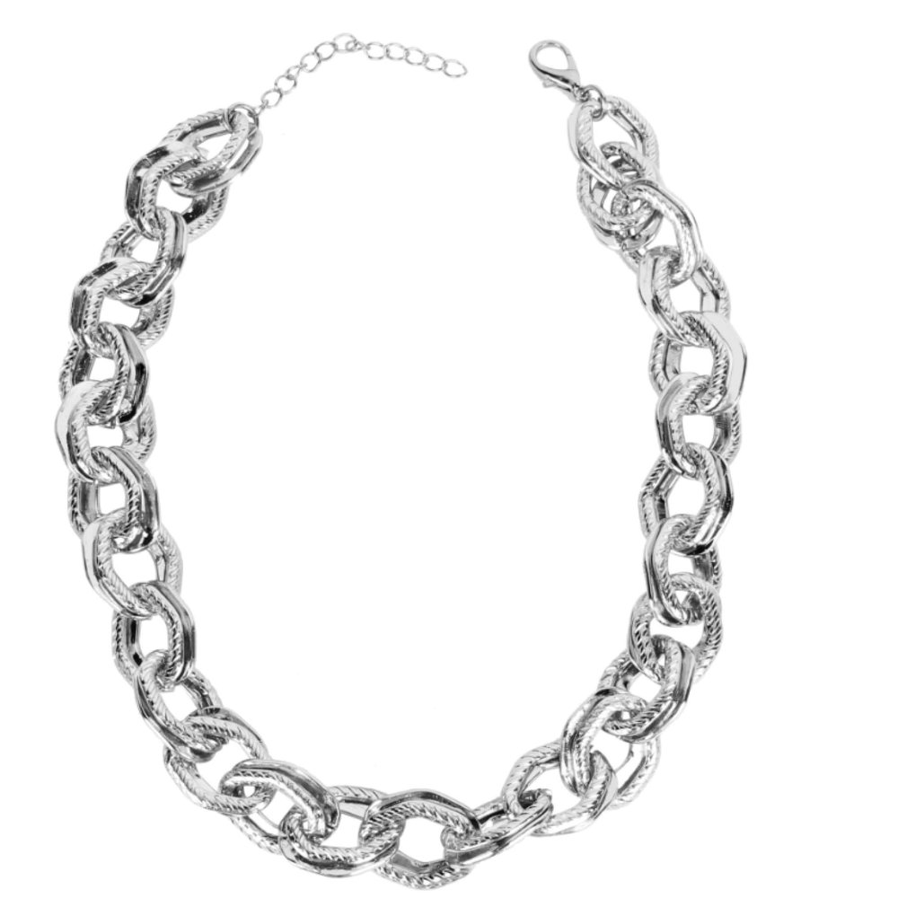 ZYIBPMSJKQCFK Metal Thick Necklace Minimalist Collarbone Chain,silvery,45+7cm