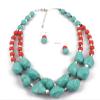 ZYIBPMSJKQCFK Multi Layered Turquoise Vintage Collarbone Chain Necklace Accessory,red,43+8CM view 1