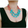 ZYIBPMSJKQCFK Multi Layered Turquoise Vintage Collarbone Chain Necklace Accessory,red,43+8CM view 2
