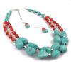 ZYIBPMSJKQCFK Multi Layered Turquoise Vintage Collarbone Chain Necklace Accessory,red,43+8CM view 3