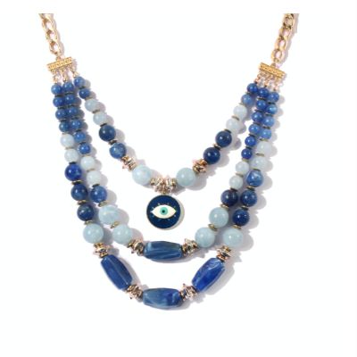 ZYIBPMSJKQCFK Bohemian Blue Multi Layered Clavicle Chain Necklace For Women,blue,35+7cm