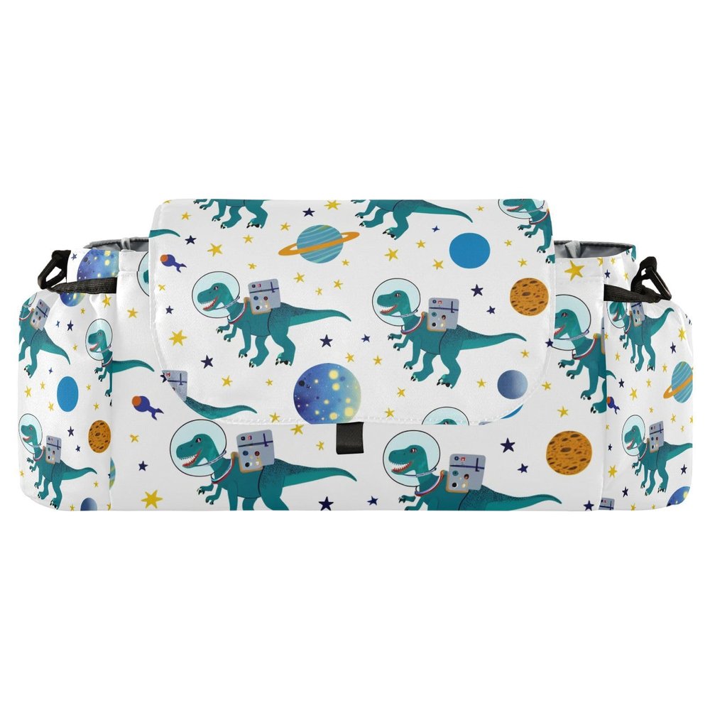 CZXW Baby Stroller Bag Space Dinosaurs Stroller Caddy Organizer Bag with Adjustable Straps Non-slip Hook Large Storage for Strollers