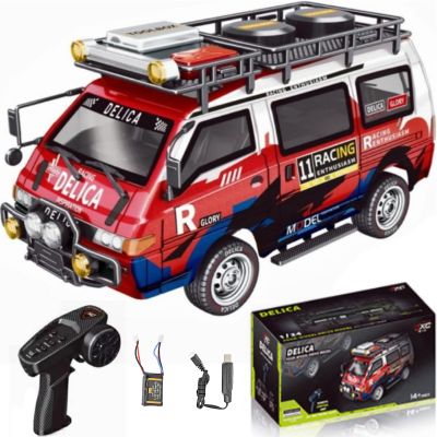 captainrc Delica RC Car,1/24 Scale Station Wagon,2.4Ghz Remote Control Truck,4WD RC CrawlerEquipped with Cool LED LightsOff Road Vehicle Model Suitable for Adults (4WD-Red)