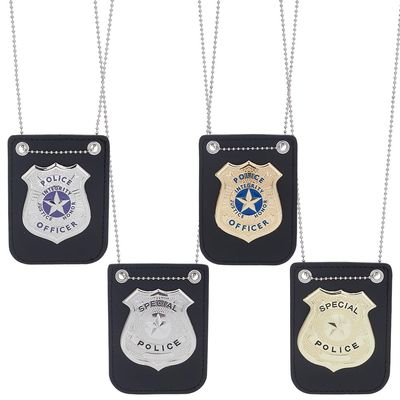 ORIGACH 4 Pcs Police Pretend Role Play Accessories Set - 2 Styles, Gold & Silver Cop Badges for Dress Up Halloween Costumes Accessories Gifts Treats Party Favors Supplies