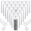 Vestamore 30-Pack Clear Plastic Coin Tubes, Screw Lid Coin Holders For Quarter And Penny Storage, Coin Containers Set view 1