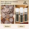 Vestamore 30-Pack Clear Plastic Coin Tubes, Screw Lid Coin Holders For Quarter And Penny Storage, Coin Containers Set view 4