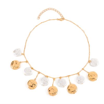 ZYIBPMSJKQCFK Vintage Round Water Droplet Pendant Collarbone Chain,golden 1,39+6.5cm