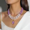 5cm Vintage Pearl Necklace Women'S Versatile Accessory,Purple,41+6.5cm view 3