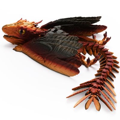Guwewu Feathered Wyvern Dragon, 3D Printed Dragon, Articulated Dragon, Fidget Dragon, 3D Printed Toys, Desktop Pet (Cindralis)