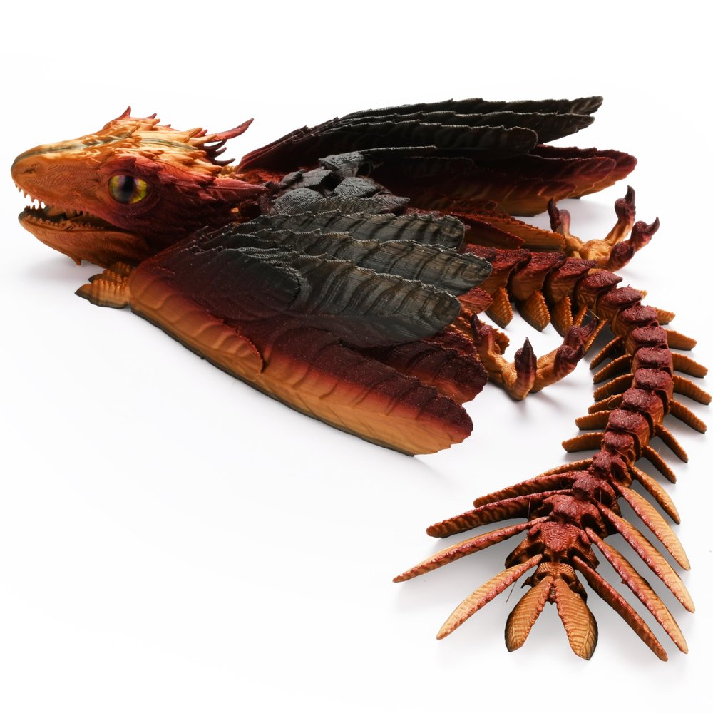 Guwewu Feathered Wyvern Dragon, 3D Printed Dragon, Articulated Dragon, Fidget Dragon, 3D Printed Toys, Desktop Pet (Cindralis)