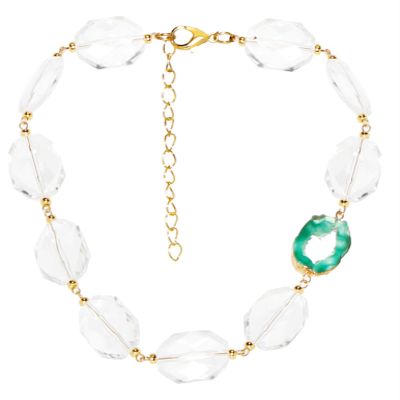 ZYIBPMSJKQCFK Bohemian Irregular Glass Necklace,white,40+7cm