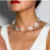 ZYIBPMSJKQCFK Bohemian Irregular Glass Necklace,white,40+7cm view 3