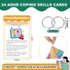 AmazingSpark 24 Pcs ADHD Coping Skills Cards ADHD Activity Flashcards with Binder Rings Emotional Regulation Time Management Therapy Tools for Adults Teens view 2