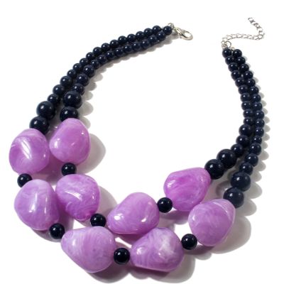 Bohemian Multi-Layer Resin Vintage Necklace,Purple,43+8CM