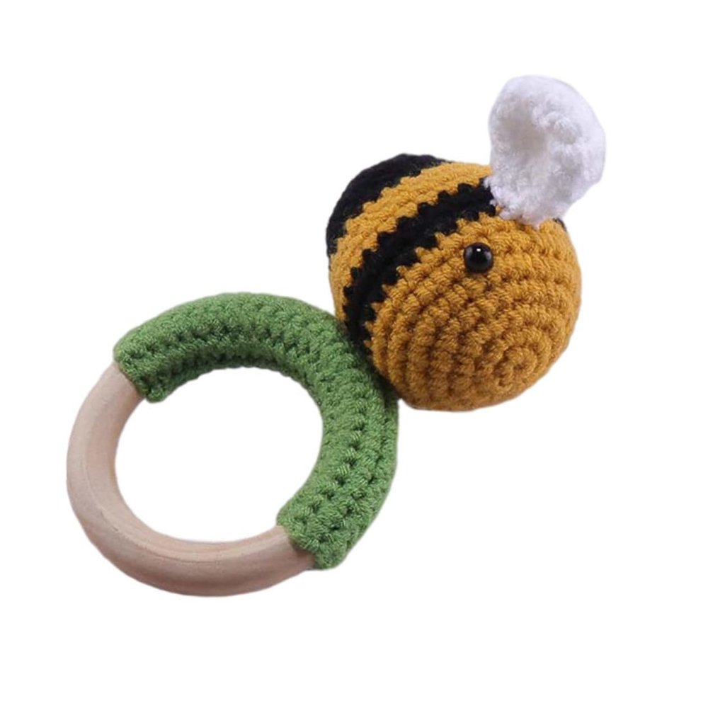 GALPADA 1Pc Knitted Bee Shaped Hand Rattle Plaything Safe Portable Sensory Chic for Boys Comforting Lightweight Design