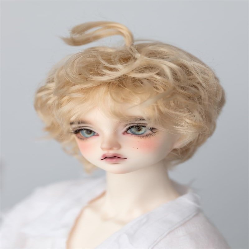 1/3 1/4 1/6 BJD Male Doll Wig Doll Hair Cute Curly Hair Short Hair for Movable Doll Action FigureJointed Doll DIY Toys(Gold,1/3)