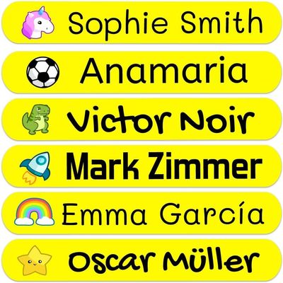 200 Personalized Name Stickers for Children. Adhesive Labels for School, Kindergarten, Books, Toys, and Tupperware. Waterproof Labels Measuring 2.3 x 0.4 in