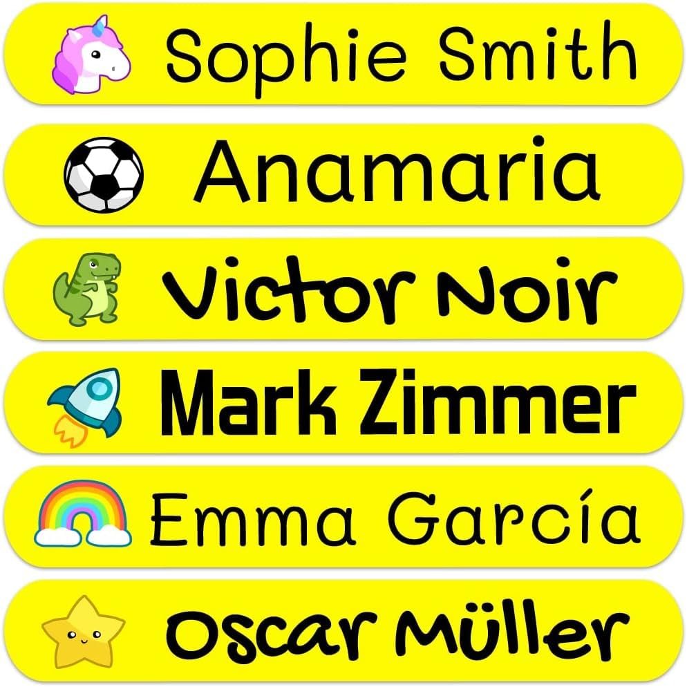 200 Personalized Name Stickers for Children. Adhesive Labels for School, Kindergarten, Books, Toys, and Tupperware. Waterproof Labels Measuring 2.3 x 0.4 in