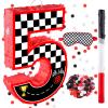 16 Inch Number 5 Race Car Pinata with 16 Inch Piata Stick Blindfold Confetti for Boy Girl Kids 5th Birthday Party Decorations(5th) view 1