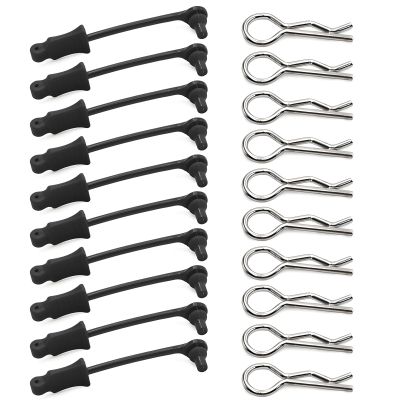 10Pcs RC Body Clips W/Pull Tabs R Pins Universal Shell Replacement Parts for 1/7 1/8 TRAXXAS ARRMA Axial Losi Redcat HPI Exceed Rc Car Crawler Truck Buggy Drone (Black)