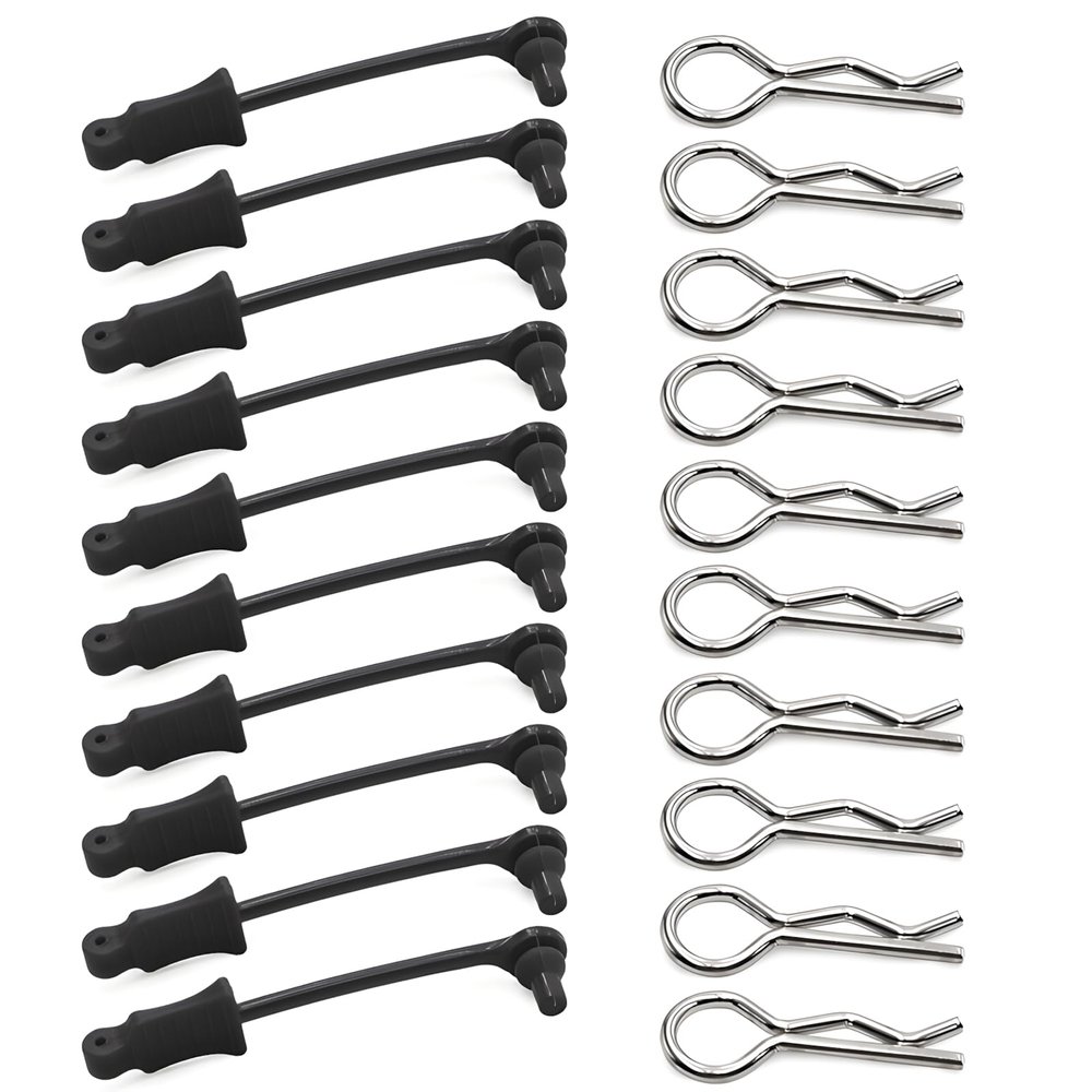 10Pcs RC Body Clips W/Pull Tabs R Pins Universal Shell Replacement Parts for 1/7 1/8 TRAXXAS ARRMA Axial Losi Redcat HPI Exceed Rc Car Crawler Truck Buggy Drone (Black)
