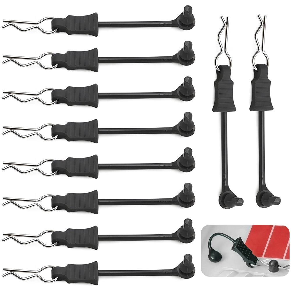10Pcs RC Body Clips W/Pull Tabs R Pins Universal Shell Replacement Parts for 1/10 1/12 1/14 TRAXXAS ARRMA Axial Losi Redcat HPI Exceed Rc Car Crawler Truck Buggy Drone (Black)