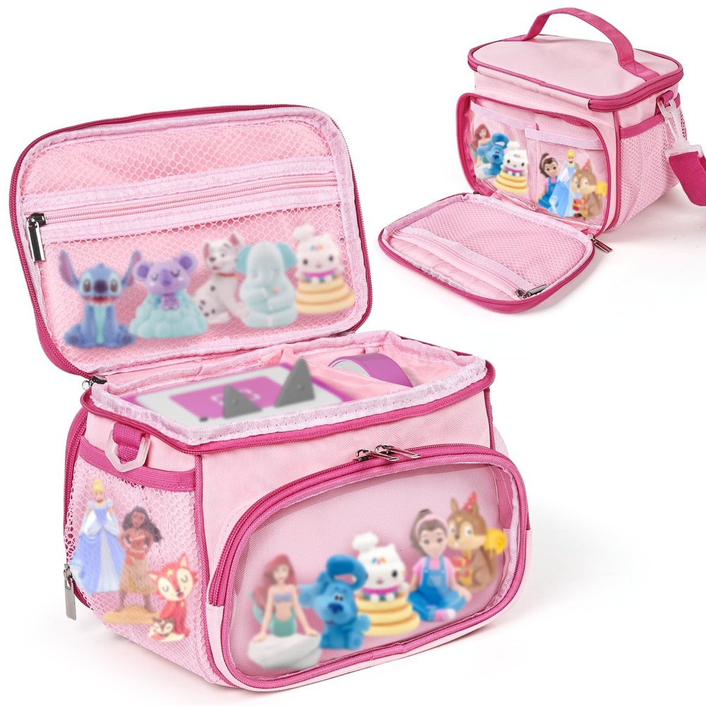 Kowenlic Carrying Case Compatible with Little Tikes Story Dream Machine Starter, Storage Carry Bag Compatible with Toniebox Starter Set, Storage Case for Tonie Figures, for Storybook-pink (Bag Only)