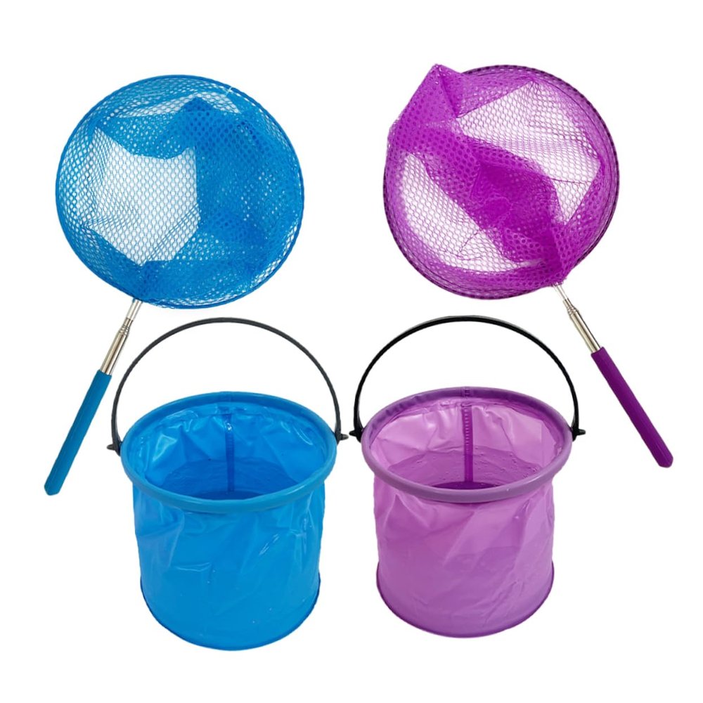 BESPORTBLE 1 Set Telescopic Fishing Net with Collapsible Folding Beach Bucket Durable Stainless Steel Design for Outdoor Nature Exploration Beach Essentials