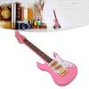 10cm Basswood Mini Electric Guitar Ornament with Display Bracket and Storage Box, Excellent Desktop Decoration and Musicians, Pink view 2
