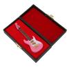 10cm Basswood Mini Electric Guitar Ornament with Display Bracket and Storage Box, Excellent Desktop Decoration and Musicians, Pink view 3