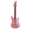 10cm Basswood Mini Electric Guitar Ornament with Display Bracket and Storage Box, Excellent Desktop Decoration and Musicians, Pink view 4