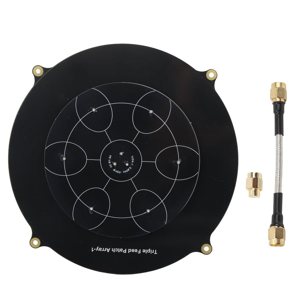 5.8GHz FPV Triple Feed Patch Antenna Directional Circularly Polarized High Gain SMA Connector for RC Drone Fixed Wing FPV Black 150mm