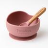 Baby Feeding Bowl with Spoon  Silicone Suction Set for Toddlers  Dusty Pink by Tenukus | BPA-Free & Easy Clean view 2