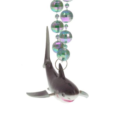 Blue Shark Beaded Necklace, Ocean Theme Fashion Jewelry, Summer Beach Vacation Costume Jewlery