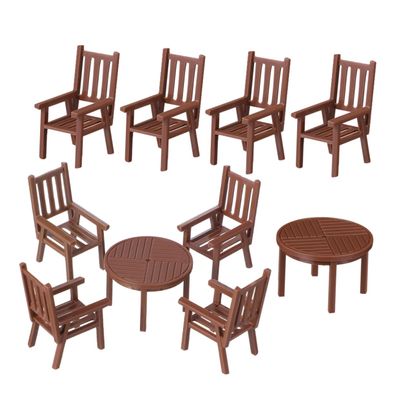 2 Sets Miniature Dollhouse Table and Chair Set Sturdy Plastic Furniture for Fairy Garden Decoration Kitchen Furniture Model for Micro Landscape and DIY Projects