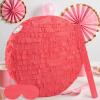 Adecortalk Red Round Blank Pinata Circle Folding Pinata with Bat Stick Blindfold Confetti for Kids Birthday Wedding Celebration Baby Shower Carnival Party Supplies,13 x 13 x 3.15 Inches view 4