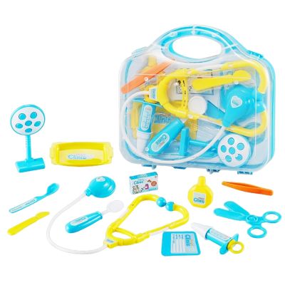 Kiszo Toddler Doctor Kit - 12 Pieces & Carry Case - Dr Pretend Play Medical Toys, Kids Doctors Play Set for 3-5 6-8 Year Old Boy (Blue)
