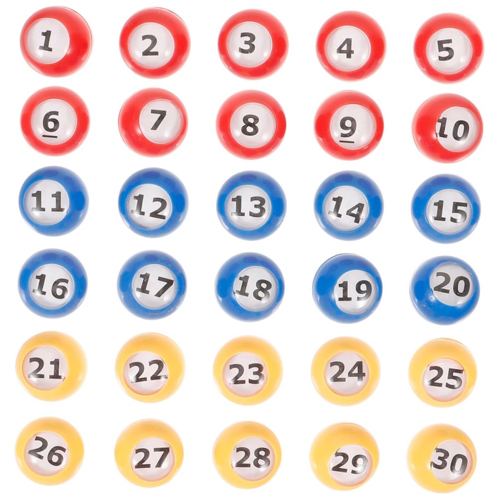 Hohopeti 30pcs Colorful Bingo Balls for Party Games Replacement Raffle Balls Numbered Game for Home Activities and Lottery Drawings