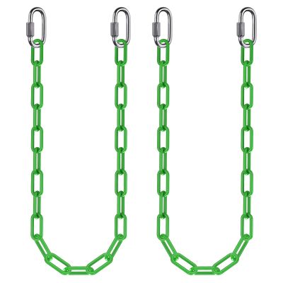 2Pcs 40" Heavy Duty Hanging Chains with Carabiners 1000 LBs Capacity Swing Extension Chain with Hooks Hammock Chains Green Coated Chain for Hanging Chair, Punching Bags, Swing Chair, Egg Chairs